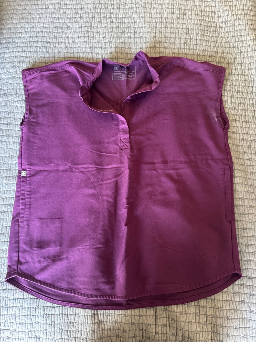 Figs Women's Sleeveless Mock Collar Tunic in Plum Purple